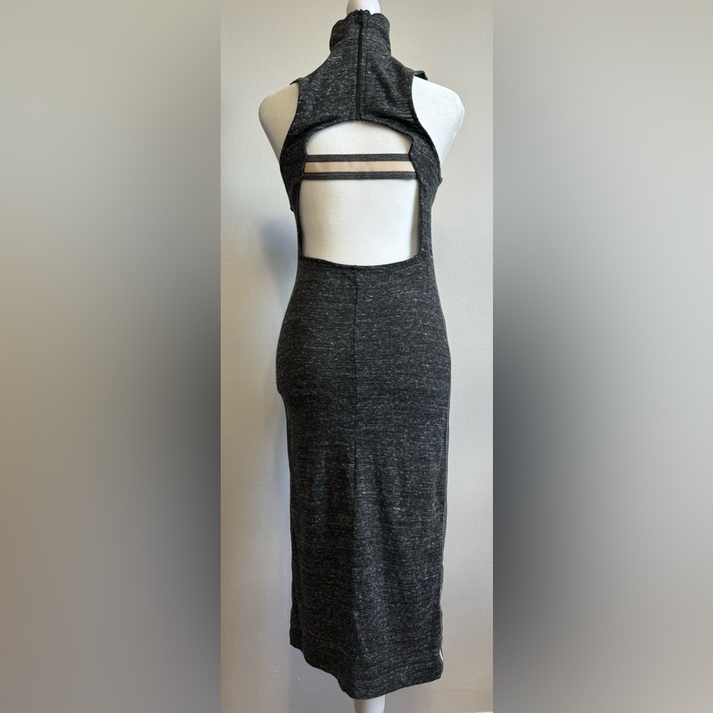 TRF by Zara Midi Mock Neck Dark Heather Gray Sleeveless Jersey Dress Size M